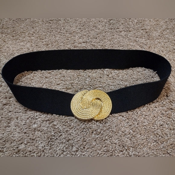 Accessories - Nan Lewis Vintage Golden Buckle Elastic Stretch Belt